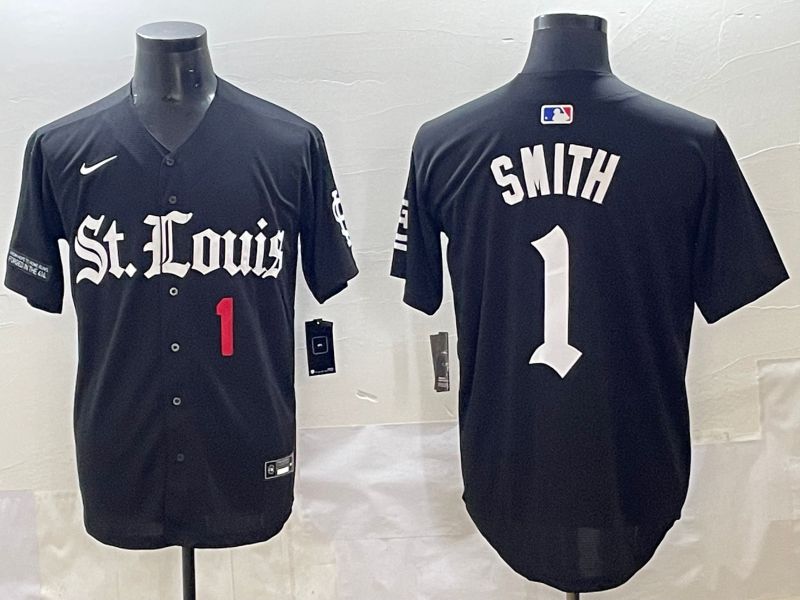 Men 2025 St.Louis Cardinals #1 Smith Black Five generations Joint Name Nike MLB Jersey style 6